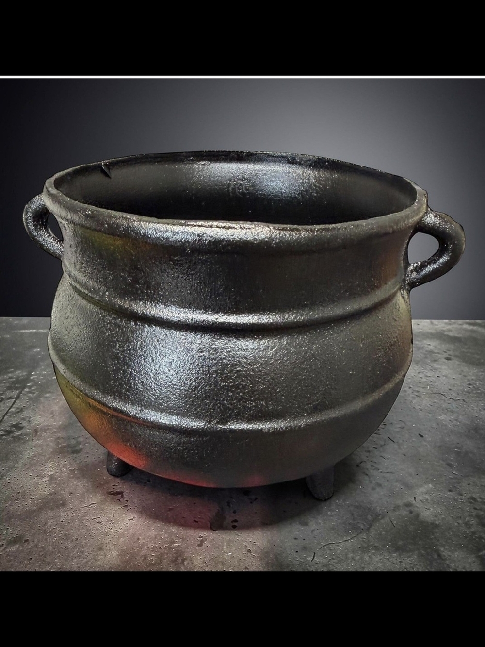 Source Unknown Black Cast Iron Cauldron with Side Handles